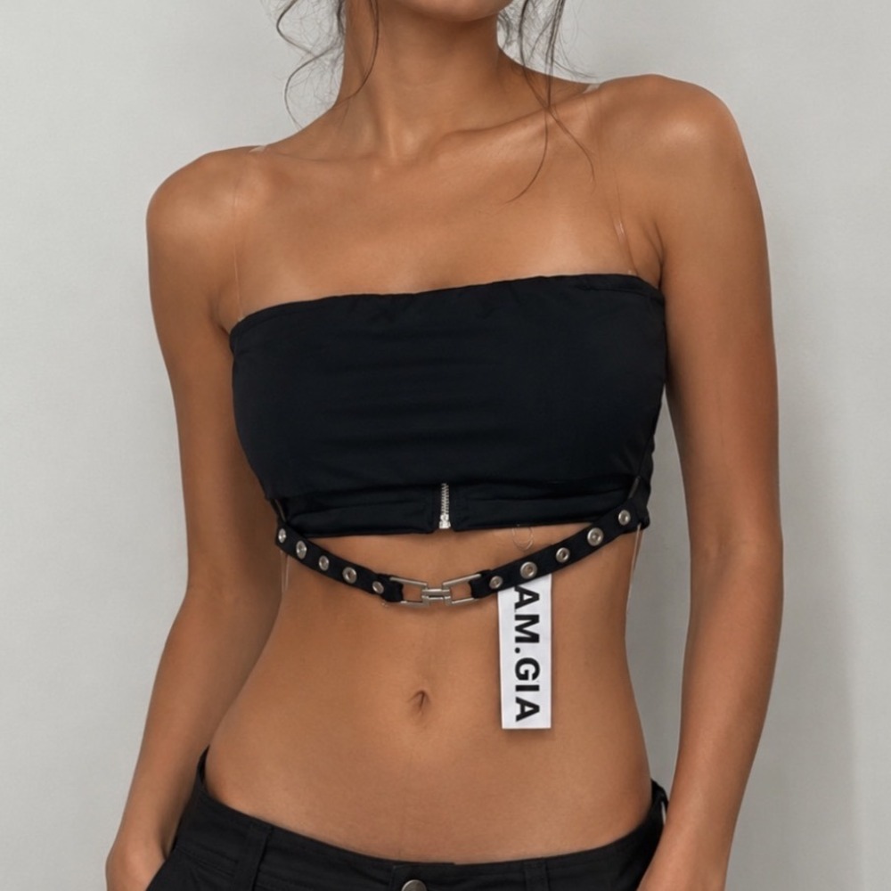 Vintage Y2K I.AM.GIA Black Buckle Strap Tube Top – XS